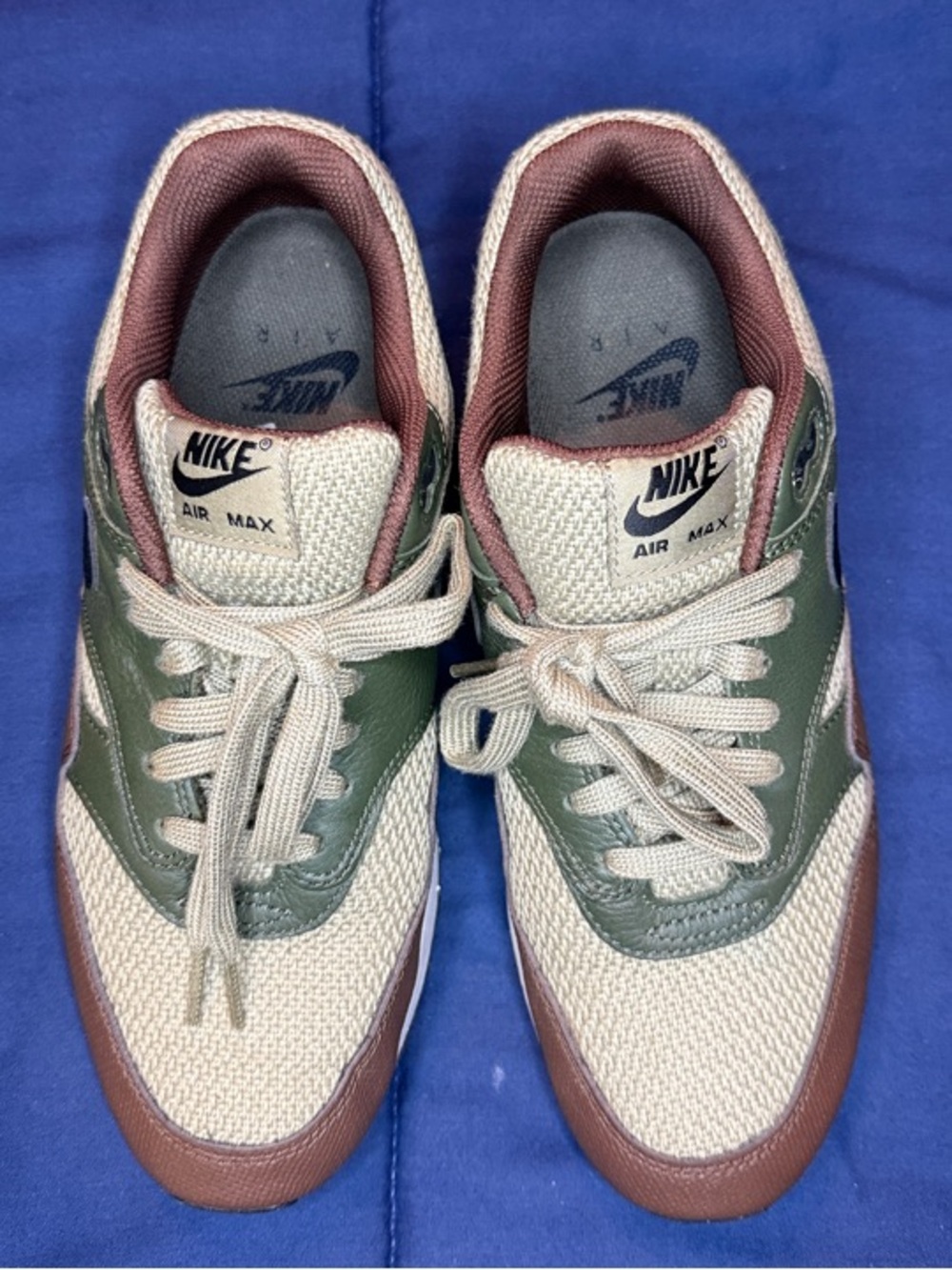 Nike Air Max Beige, Green & Brown Low-Top Sneakers